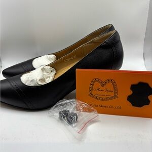 Mona flying Women's Leather Pointed Toe Dress Pumps Comfort High Heels Size 10